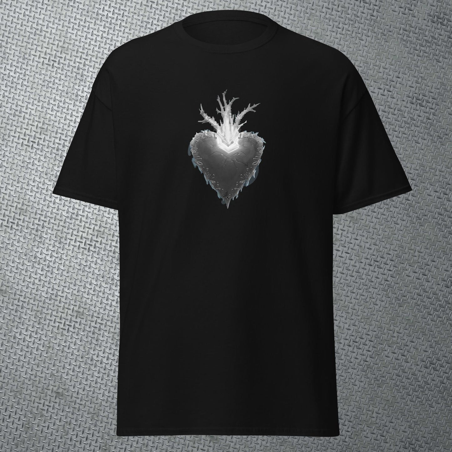 Black and White Heart with Name on Back Tee