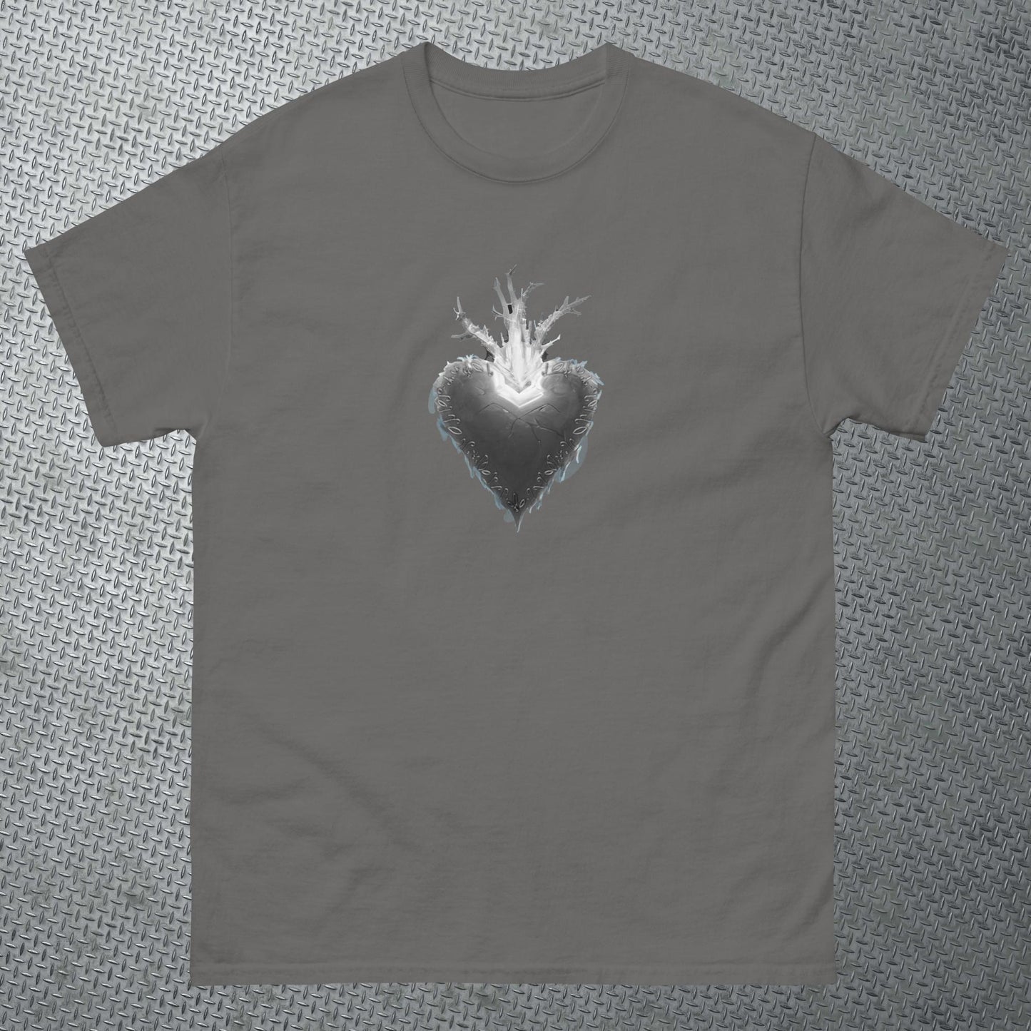 Black and White Heart with Name on Back Tee