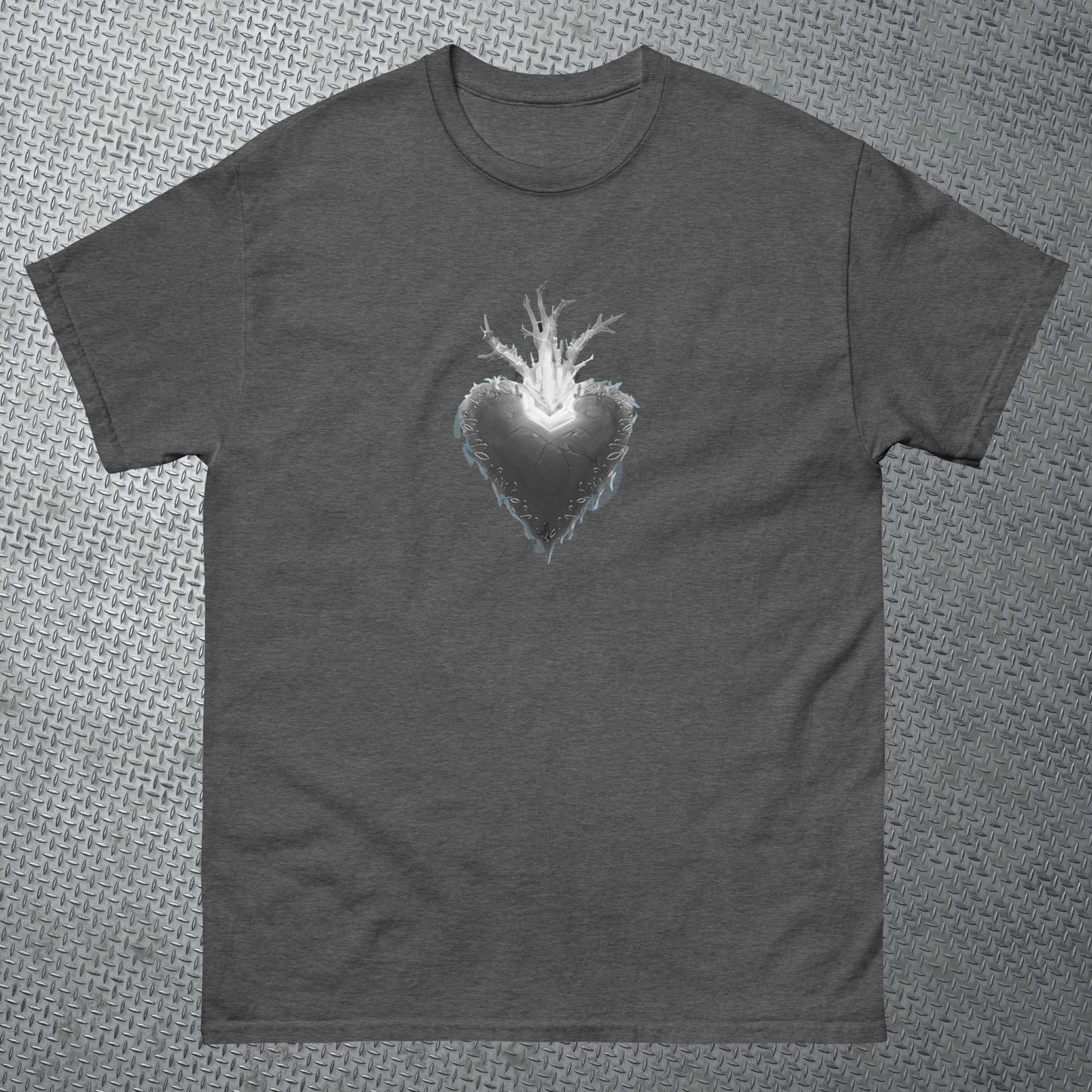 Black and White Heart with Name on Back Tee