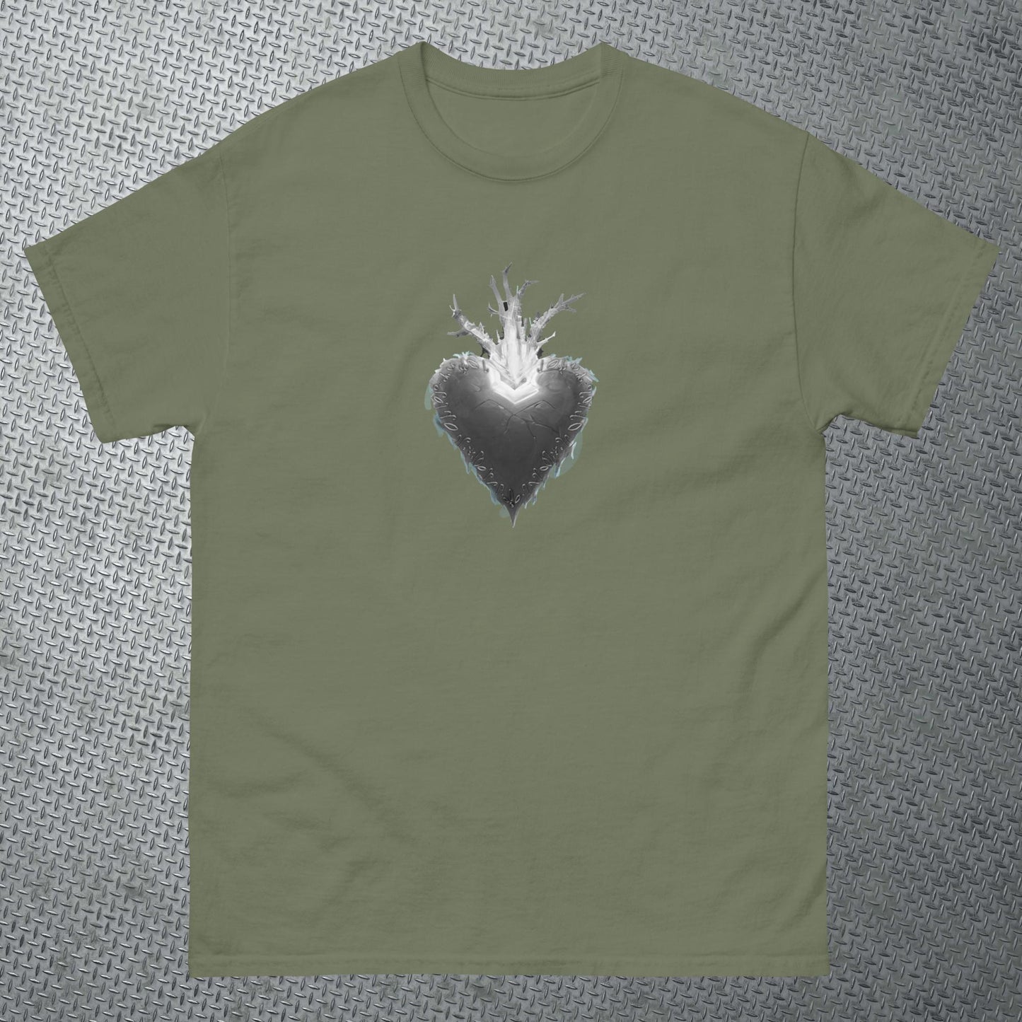 Black and White Heart with Name on Back Tee